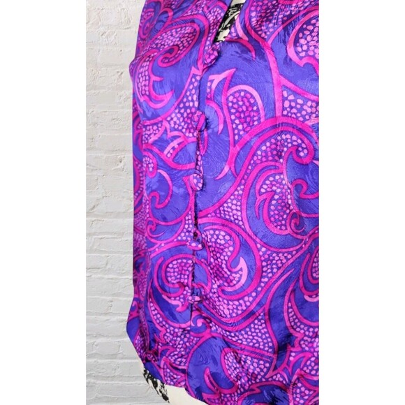Adrianna Papell Silk Blouse Womens 10 Paisley Print Button Front Purple Pink - Picture 3 of 6